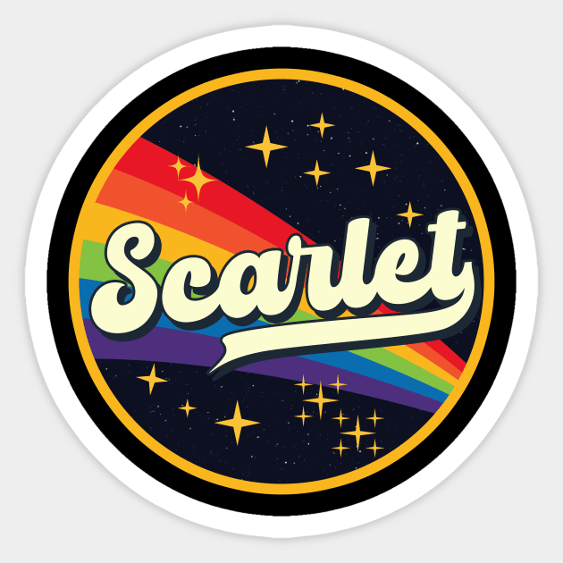 Scarlet // Rainbow In Space Vintage Style Sticker by LMW Art